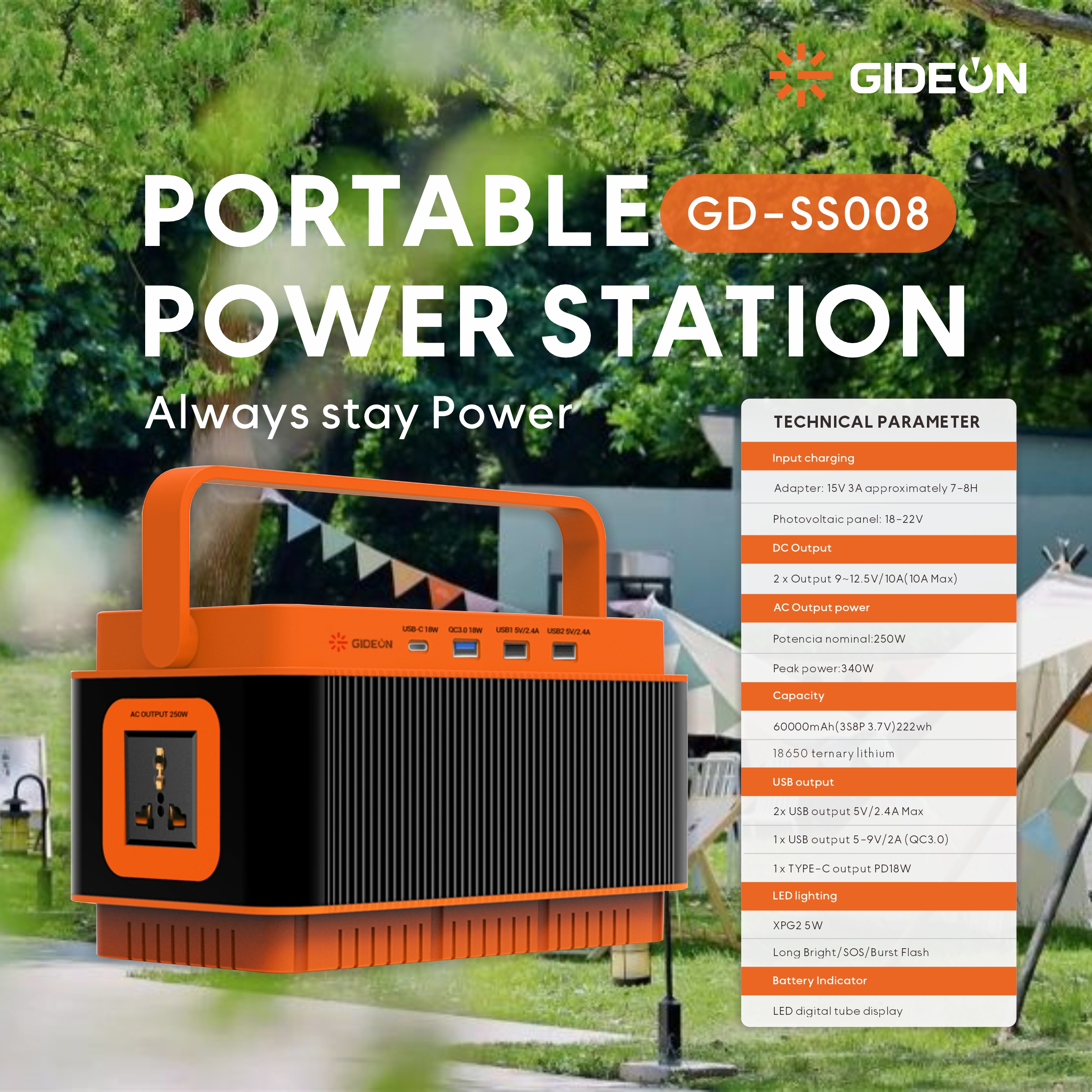 Potencia portátil GD -SS008: solución de energía confiable para acampar al aire libre, respaldo de emergencia y oficina móvil