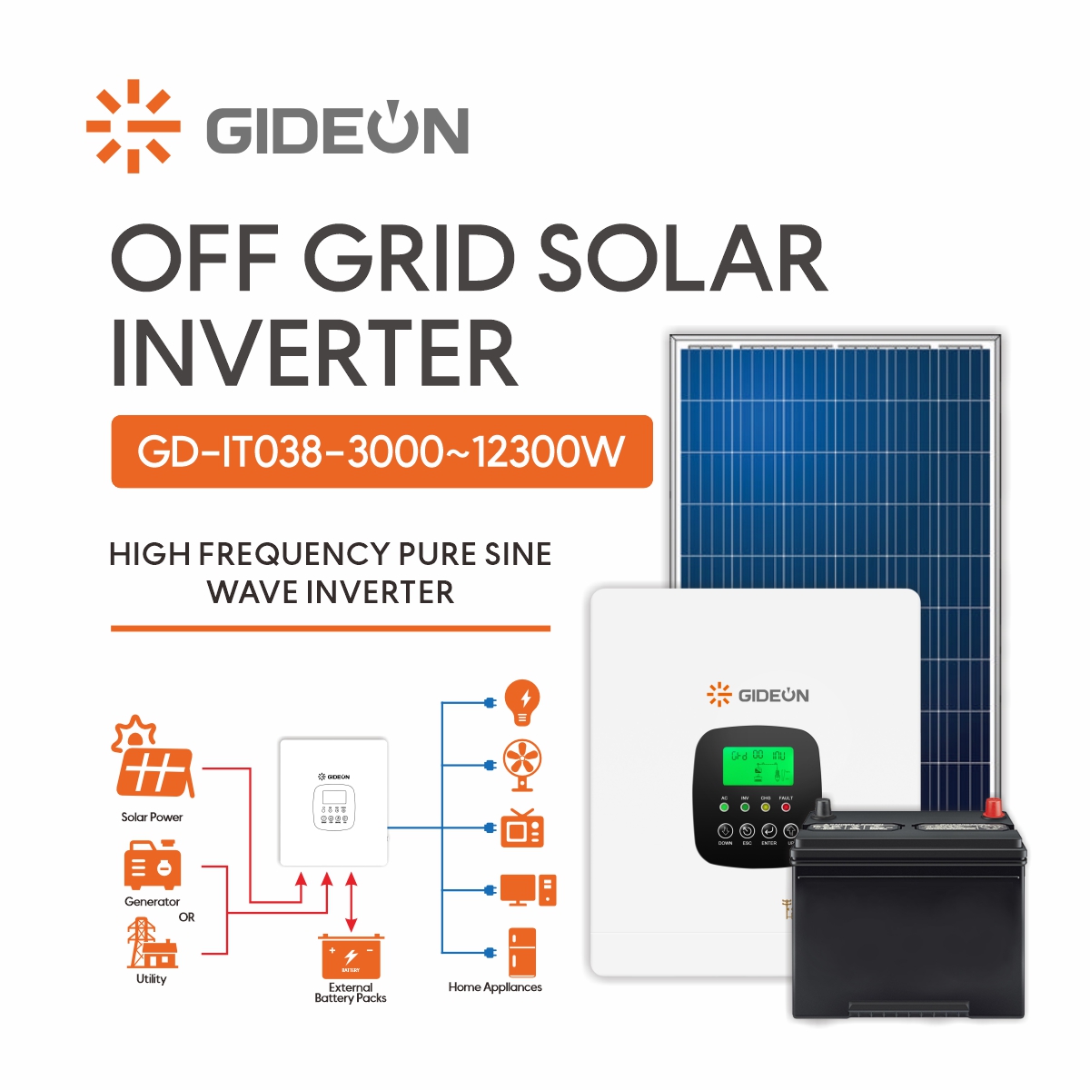 Inversor solar GD-IT038: potencia estable, todos los escenarios cubiertos
